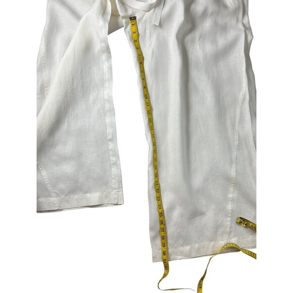 Debra DeRoo Wht Pleated Super Wide Leg Linen Pant Size L Beachy Breezy Flowy - Picture 6 of 13